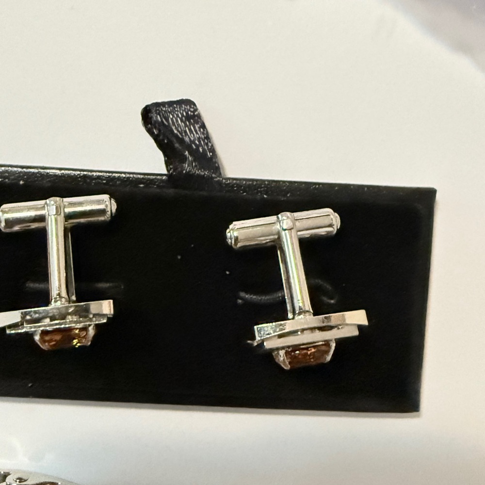 Cufflinks set of Vintage Unbranded orange stone - Picture 14 of 14